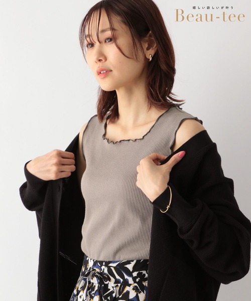 GLOBAL WORK(グローバルワーク)の「Beauteeメローリブタンク/163480(タンクトップ・レディース・オフホワイト/ブラック/アイボリー/モカ/オレンジ系その他6・LARGE/MEDIUM)」の4枚目の写真