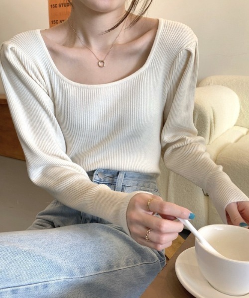 LAC-VERT(ラック・ヴェール)の「バトーネックカットソー(ニット/セーター・レディース・グリーン/アイボリー/ブラウン/ブラック・FREE)」の13枚目の写真
