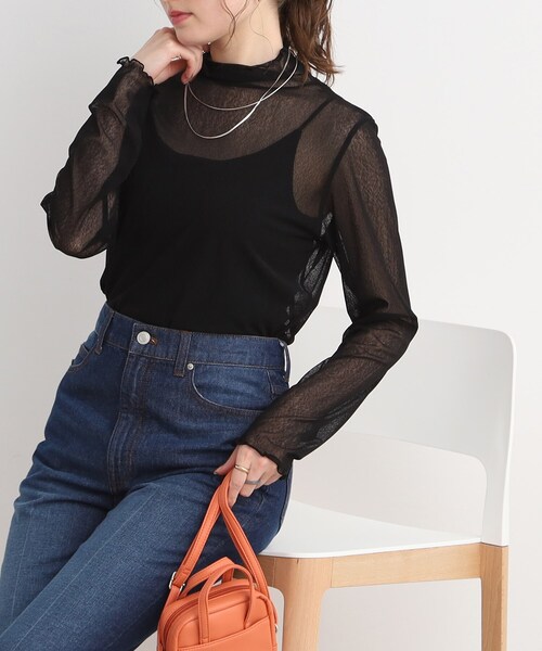 Cutie Blonde（キューティーブロンド）の「◆【大人の上品な肌見せに】シアーハイネックインナー（Tシャツ/カットソー・レディース・ブラック/ナチュラル/ホワイト系・01/02/03）」の3枚目の写真