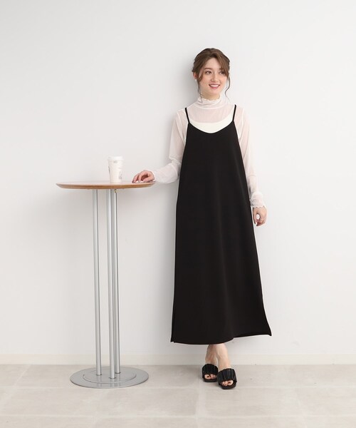 Cutie Blonde（キューティーブロンド）の「◆【大人の上品な肌見せに】シアーハイネックインナー（Tシャツ/カットソー・レディース・ブラック/ナチュラル/ホワイト系・01/02/03）」の4枚目の写真