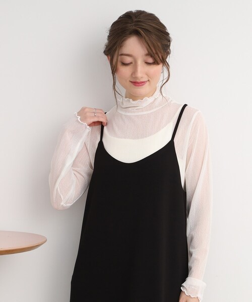 Cutie Blonde（キューティーブロンド）の「◆【大人の上品な肌見せに】シアーハイネックインナー（Tシャツ/カットソー・レディース・ブラック/ナチュラル/ホワイト系・01/02/03）」の11枚目の写真