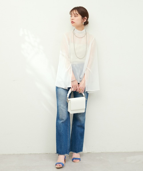 natural couture（ナチュラルクチュール）の「袖フレアスリットブラウス（シャツ/ブラウス・レディース・オフホワイト/ライトグレー/パープル系その他・FREE）」の7枚目の写真