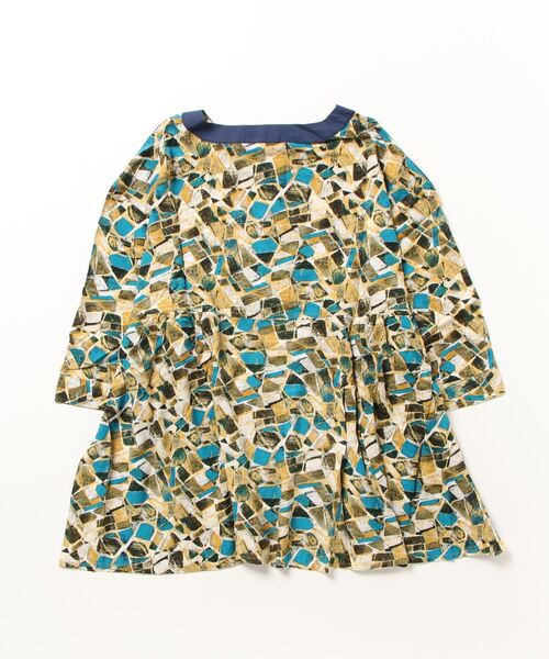 sandy（サンディー）の「sandy/プリント切り替えスタンドカラーブラウス（シャツ/ブラウス・レディース・オレンジ/ブルー/グリーン・FREE）」の4枚目の写真