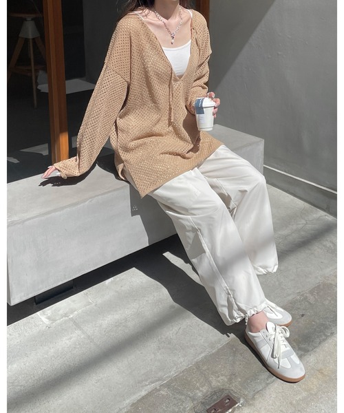 LE MORE（リモア）の「メッシュニット2wayプルオーバー（ニット/セーター・レディース・アイボリー/ブラック/ベージュ・FREE）」の6枚目の写真