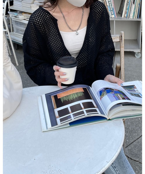 LE MORE（リモア）の「メッシュニット2wayプルオーバー（ニット/セーター・レディース・アイボリー/ブラック/ベージュ・FREE）」の10枚目の写真