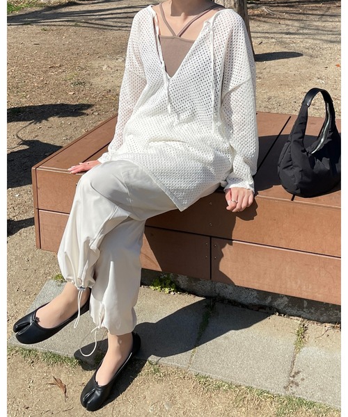 LE MORE（リモア）の「メッシュニット2wayプルオーバー（ニット/セーター・レディース・アイボリー/ブラック/ベージュ・FREE）」の21枚目の写真