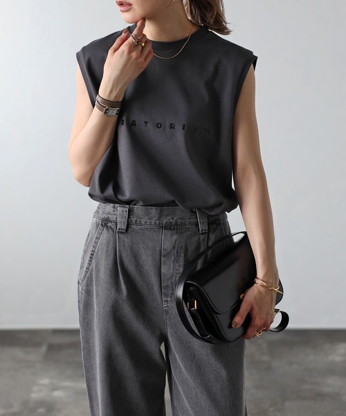 Bonjour Sagan（ボンジュールサガン）の「MORATORIUMコットンフレンチスリーブT（Tシャツ/カットソー・レディース・ライトベージュ/オフホワイト/チャコールグレー・FREE）」の2枚目の写真