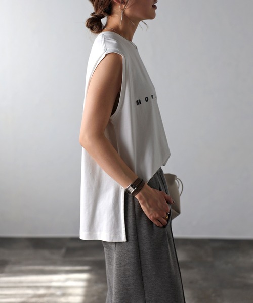 Bonjour Sagan（ボンジュールサガン）の「MORATORIUMコットンフレンチスリーブT（Tシャツ/カットソー・レディース・ライトベージュ/オフホワイト/チャコールグレー・FREE）」の7枚目の写真