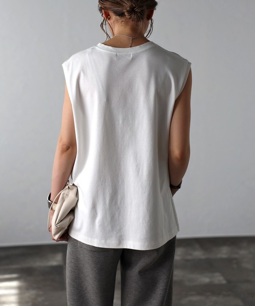 Bonjour Sagan（ボンジュールサガン）の「MORATORIUMコットンフレンチスリーブT（Tシャツ/カットソー・レディース・ライトベージュ/オフホワイト/チャコールグレー・FREE）」の9枚目の写真