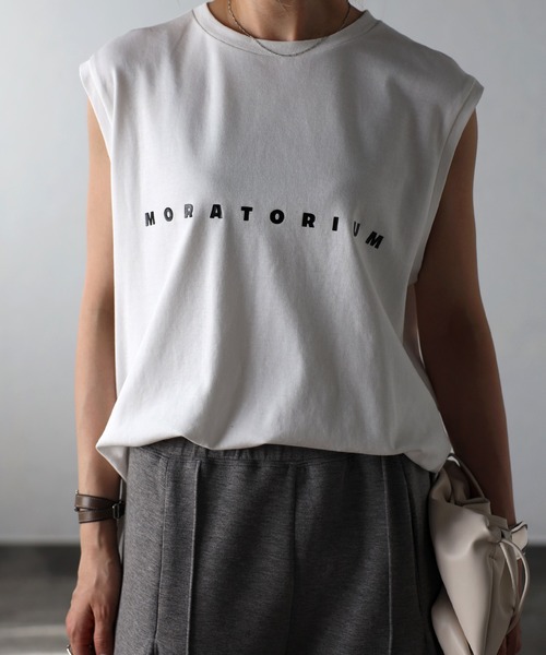 Bonjour Sagan（ボンジュールサガン）の「MORATORIUMコットンフレンチスリーブT（Tシャツ/カットソー・レディース・ライトベージュ/オフホワイト/チャコールグレー・FREE）」の13枚目の写真