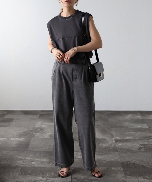 Bonjour Sagan（ボンジュールサガン）の「MORATORIUMコットンフレンチスリーブT（Tシャツ/カットソー・レディース・ライトベージュ/オフホワイト/チャコールグレー・FREE）」の14枚目の写真