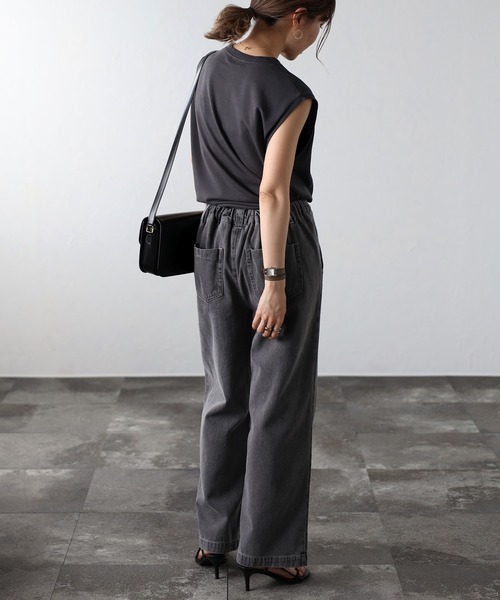 Bonjour Sagan（ボンジュールサガン）の「MORATORIUMコットンフレンチスリーブT（Tシャツ/カットソー・レディース・ライトベージュ/オフホワイト/チャコールグレー・FREE）」の19枚目の写真