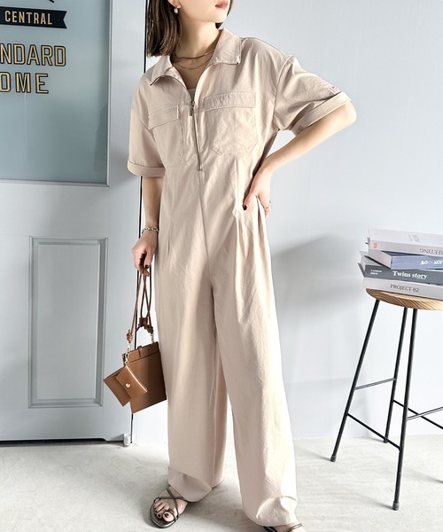 Java(ジャバ)の「《JaVaジャバ 別注》1枚でお洒落上級者。ハーフジップオールインワン(サロペット/オーバーオール・レディース・グレー系/ブラック/ベージュ・LARGE/X-LARGE/SMALL/MEDIUM)」の9枚目の写真