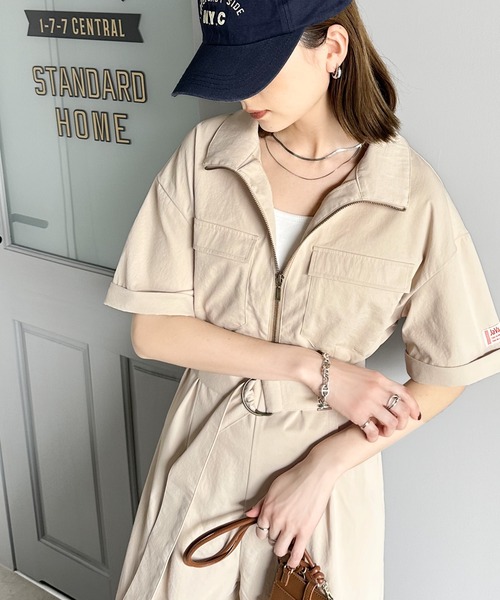 Java(ジャバ)の「《JaVaジャバ 別注》1枚でお洒落上級者。ハーフジップオールインワン(サロペット/オーバーオール・レディース・グレー系/ブラック/ベージュ・LARGE/X-LARGE/SMALL/MEDIUM)」の4枚目の写真