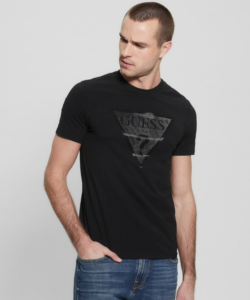 Guess(ゲス)の「Eco Triangle Crewneck Tee Tシャツ(Tシャツ/カットソー・メンズ・ホワイト/ブラック/ライトブルー・SMALL/MEDIUM/LARGE/X-LARGE)」の3枚目の写真