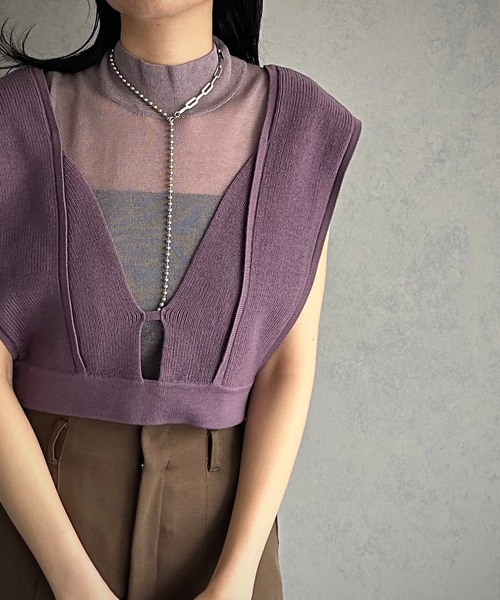 &g'aime(アンジェム)の「【&g’aime】ビスチェ付きニット2pcs(ニット/セーター・レディース・ブラウン/パープル/ブラック/グレイッシュベージュ・FREE)」の11枚目の写真