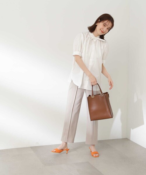 N.（N. Natural Beauty Basic）（エヌエヌナチュラルビューティーベーシック）の「【S Size Line】◆ドライタッチピンタックテーパードパンツ（スラックス・レディース・ベージュ/イエロー・SMALL/MEDIUM）」の13枚目の写真