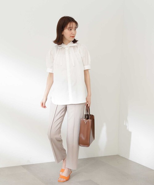 N.（N. Natural Beauty Basic）（エヌエヌナチュラルビューティーベーシック）の「【S Size Line】◆ドライタッチピンタックテーパードパンツ（スラックス・レディース・ベージュ/イエロー・SMALL/MEDIUM）」の14枚目の写真