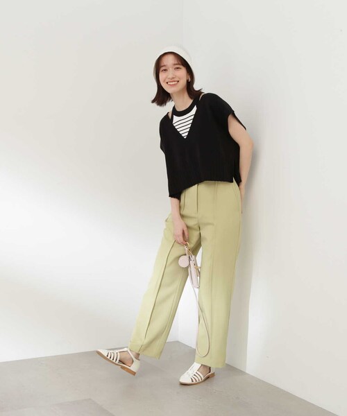 N.（N. Natural Beauty Basic）（エヌエヌナチュラルビューティーベーシック）の「【S Size Line】◆ドライタッチピンタックテーパードパンツ（スラックス・レディース・ベージュ/イエロー・SMALL/MEDIUM）」の21枚目の写真