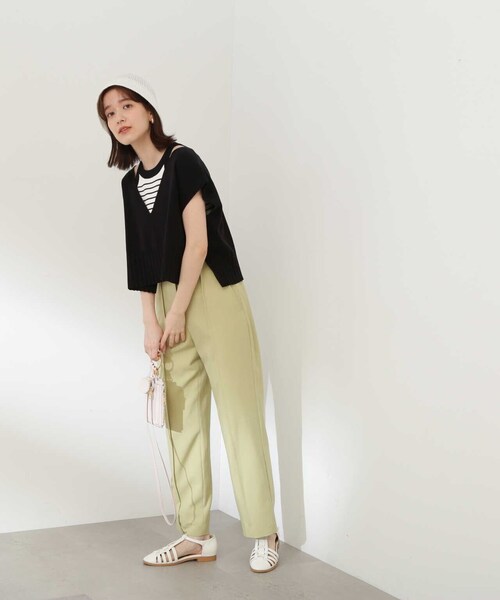 N.（N. Natural Beauty Basic）（エヌエヌナチュラルビューティーベーシック）の「【S Size Line】◆ドライタッチピンタックテーパードパンツ（スラックス・レディース・ベージュ/イエロー・SMALL/MEDIUM）」の22枚目の写真