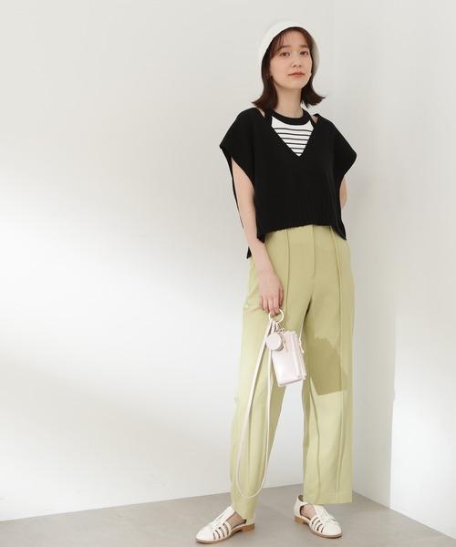 N.（N. Natural Beauty Basic）（エヌエヌナチュラルビューティーベーシック）の「【S Size Line】◆ドライタッチピンタックテーパードパンツ（スラックス・レディース・ベージュ/イエロー・SMALL/MEDIUM）」の7枚目の写真