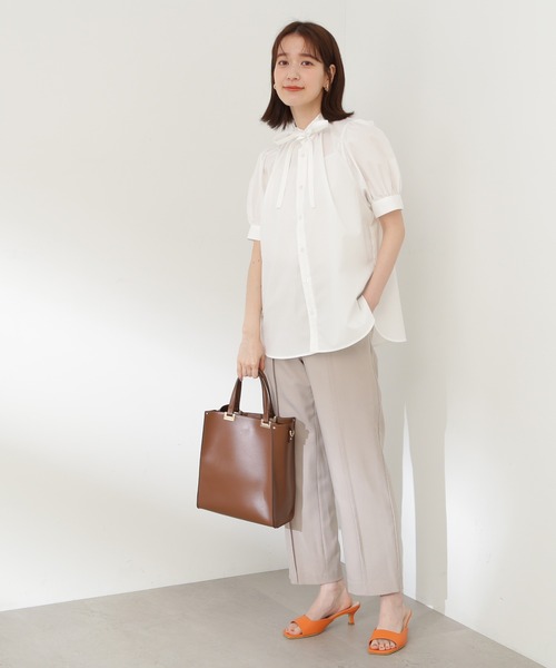 N.（N. Natural Beauty Basic）（エヌエヌナチュラルビューティーベーシック）の「【S Size Line】◆ドライタッチピンタックテーパードパンツ（スラックス・レディース・ベージュ/イエロー・SMALL/MEDIUM）」の4枚目の写真