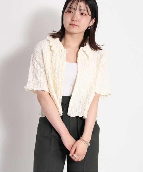 cepo（セポ）の「フクレジャガードエリツキカーディガン（カーディガン/ボレロ・レディース・オフホワイト/ブラック/ブルー・FREE）」の15枚目の写真