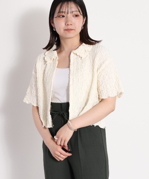 cepo（セポ）の「フクレジャガードエリツキカーディガン（カーディガン/ボレロ・レディース・オフホワイト/ブラック/ブルー・FREE）」の16枚目の写真