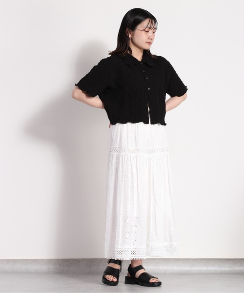 cepo（セポ）の「フクレジャガードエリツキカーディガン（カーディガン/ボレロ・レディース・オフホワイト/ブラック/ブルー・FREE）」の22枚目の写真