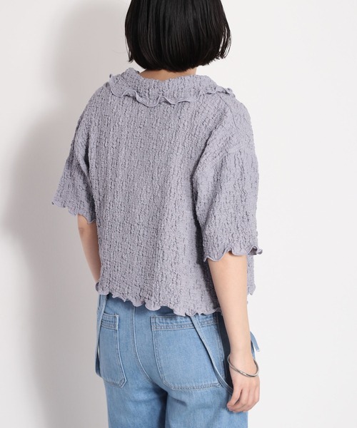 cepo（セポ）の「フクレジャガードエリツキカーディガン（カーディガン/ボレロ・レディース・オフホワイト/ブラック/ブルー・FREE）」の8枚目の写真