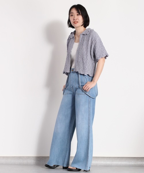 cepo（セポ）の「フクレジャガードエリツキカーディガン（カーディガン/ボレロ・レディース・オフホワイト/ブラック/ブルー・FREE）」の12枚目の写真