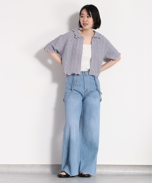 cepo（セポ）の「フクレジャガードエリツキカーディガン（カーディガン/ボレロ・レディース・オフホワイト/ブラック/ブルー・FREE）」の10枚目の写真