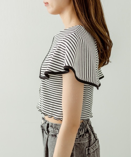 OLIVE des OLIVE(オリーブデオリーブ)の「ビッグカラープルオーバー 1031060390(Tシャツ/カットソー・レディース・オフホワイト/ブラック系その他/ブラック・FREE)」の19枚目の写真