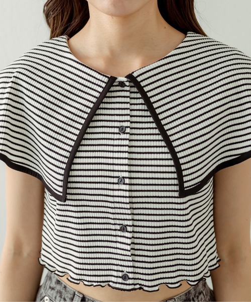 OLIVE des OLIVE(オリーブデオリーブ)の「ビッグカラープルオーバー 1031060390(Tシャツ/カットソー・レディース・オフホワイト/ブラック系その他/ブラック・FREE)」の22枚目の写真