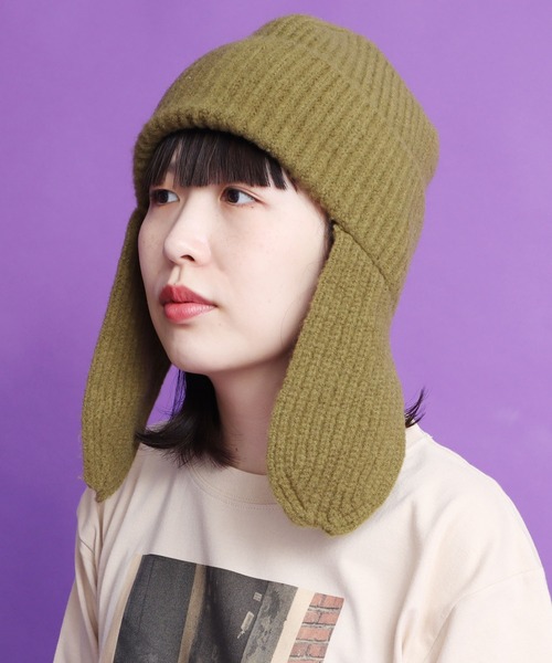didizizi（ディディジジ）の「ドッグイヤーニットワッチ（ニットキャップ/ビーニー・レディース・パープル/アイボリー/カーキ・FREE）」の3枚目の写真