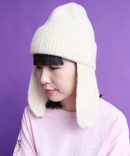 didizizi（ディディジジ）の「ドッグイヤーニットワッチ（ニットキャップ/ビーニー・レディース・パープル/アイボリー/カーキ・FREE）」の2枚目の写真