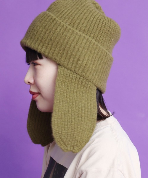 didizizi（ディディジジ）の「ドッグイヤーニットワッチ（ニットキャップ/ビーニー・レディース・パープル/アイボリー/カーキ・FREE）」の8枚目の写真