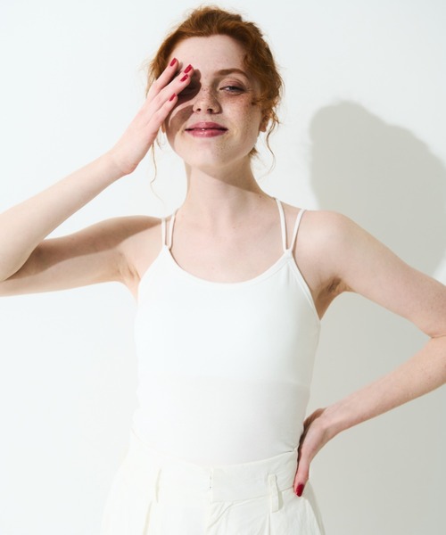 MERLOT（メルロー）の「カップ付きバッククロスキャミソール（キャミソール・レディース・ブラック/グレー/ホワイト・FREE）」の8枚目の写真