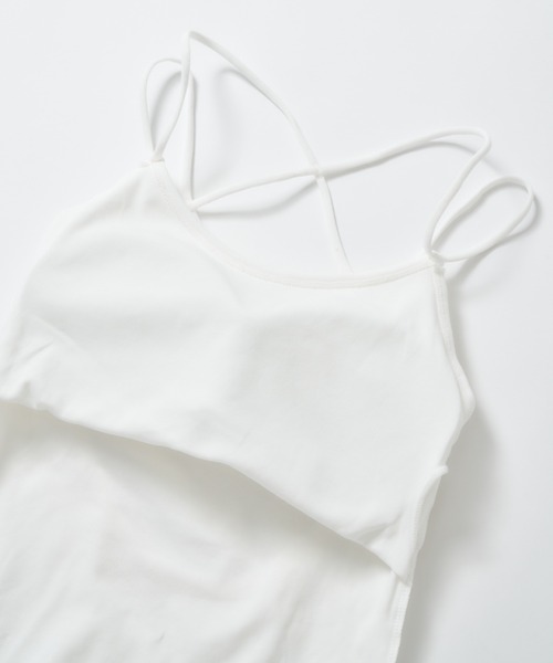 MERLOT（メルロー）の「カップ付きバッククロスキャミソール（キャミソール・レディース・ブラック/グレー/ホワイト・FREE）」の4枚目の写真