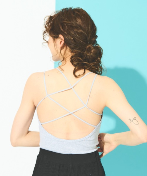 MERLOT（メルロー）の「カップ付きバッククロスキャミソール（キャミソール・レディース・ブラック/グレー/ホワイト・FREE）」の13枚目の写真