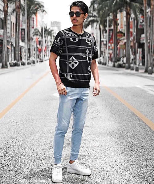 SOMEDIFF（サムディフ）の「【SOMEDIFF】カットデニムジョガーパンツ メンズ スウェットスキニー イージーパンツ ジャージ素材 スリム ジーンズ 春服 冬服（デニムパンツ・メンズ・インディゴブルー/ブラック/ブルー/ダークブラック/グレー・M/L/XL/XXL）」の15枚目の写真