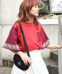 CUBE SUGAR（キューブシュガー）の「OE天竺カットソーペイズリー柄ベルスリーブTシャツ（Tシャツ/カットソー）」