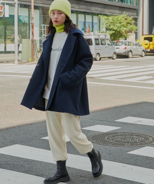 Auntie Rosa Holiday(アンティローザホリデー)の「スタンドカラー3WAYショートコート(ピーコート・レディース・ネイビー/アイボリー/ブラック・FREE)」の13枚目の写真