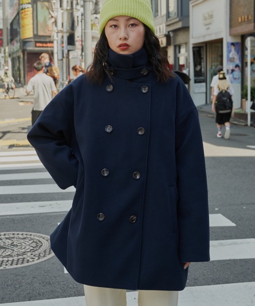 Auntie Rosa Holiday(アンティローザホリデー)の「スタンドカラー3WAYショートコート(ピーコート・レディース・ネイビー/アイボリー/ブラック・FREE)」の8枚目の写真