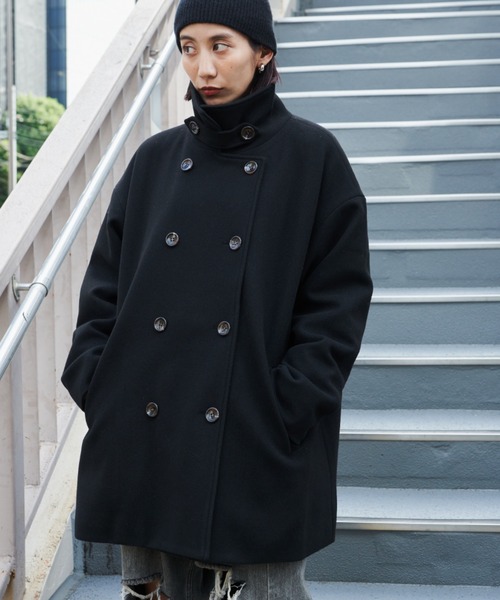 Auntie Rosa Holiday(アンティローザホリデー)の「スタンドカラー3WAYショートコート(ピーコート・レディース・ネイビー/アイボリー/ブラック・FREE)」の20枚目の写真