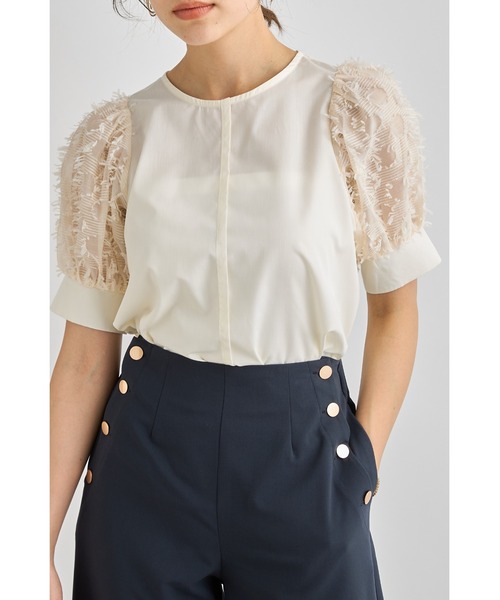 &. NOSTALGIA(アンドドットノスタルジア)の「フリンジスリーブブラウス(シャツ/ブラウス・レディース・ブラック/アイボリー・FREE)」の1枚目の写真