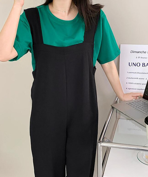 Girly Doll（ガーリードール）の「ワイドサロペットパンツ（サロペット/オーバーオール・レディース・ブルー/ブラック・M/L）」の3枚目の写真