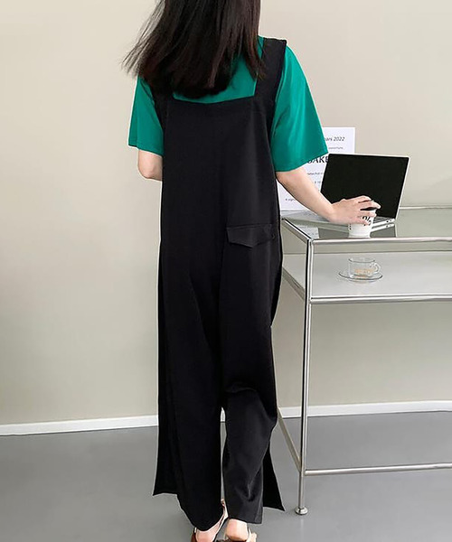 Girly Doll（ガーリードール）の「ワイドサロペットパンツ（サロペット/オーバーオール・レディース・ブルー/ブラック・M/L）」の5枚目の写真