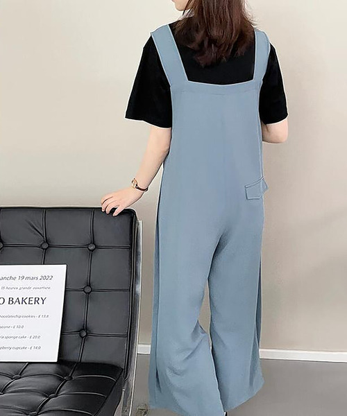 Girly Doll（ガーリードール）の「ワイドサロペットパンツ（サロペット/オーバーオール・レディース・ブルー/ブラック・M/L）」の7枚目の写真