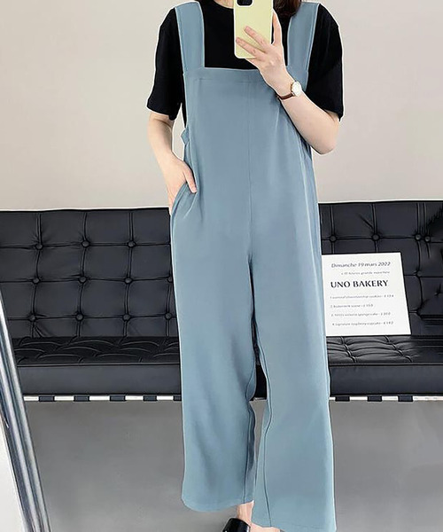 Girly Doll（ガーリードール）の「ワイドサロペットパンツ（サロペット/オーバーオール・レディース・ブルー/ブラック・M/L）」の9枚目の写真